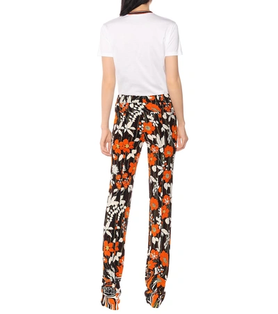 Shop Prada Floral Jersey Mid-rise Pants In Multicoloured