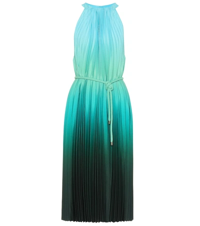 Shop Max Mara Fuxia Pleated Crêpe Dress In Blue