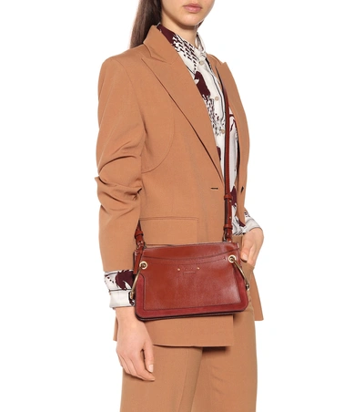 Shop Chloé Roy Mini Leather Crossbody Bag In Brown