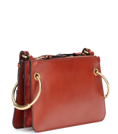 Shop Chloé Roy Mini Leather Crossbody Bag In Brown