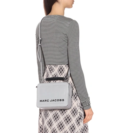 Shop Marc Jacobs The Box Leather Bag In Grey