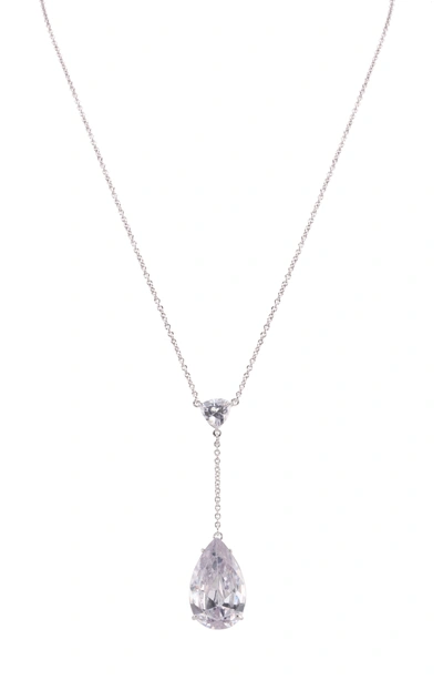 Shop Nina Teardrop Y-shape Necklace In White/ Silver