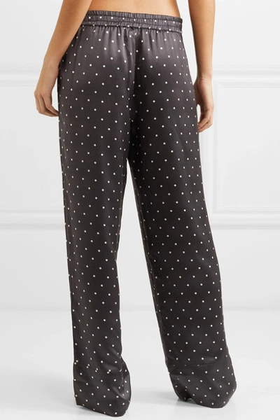 Shop Asceno Polka-dot Silk-satin Pajama Pants In Black