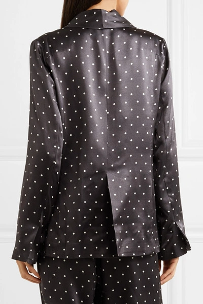 Shop Asceno Polka-dot Silk-satin Blazer In Black