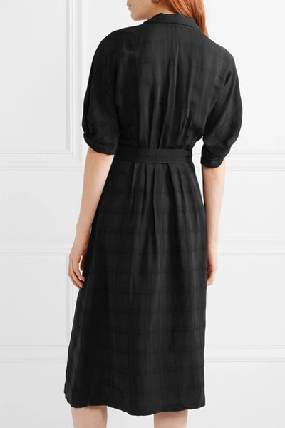 Shop Equipment Anitone Satin-jacquard Wrap Midi Dress In Black