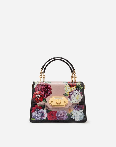 Shop Dolce & Gabbana Welcome Bag In Printed Calfskin In Floral Print