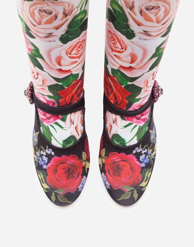Shop Dolce & Gabbana Printed Jersey Mary Janes With Sock In Multi-colored