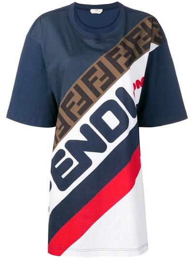 Fendi X Fila Oversized T-shirt In Navy | ModeSens