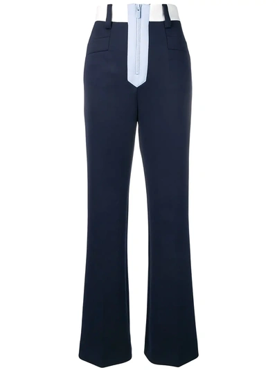 Shop Miu Miu High Waisted Panelled Flares - Blue