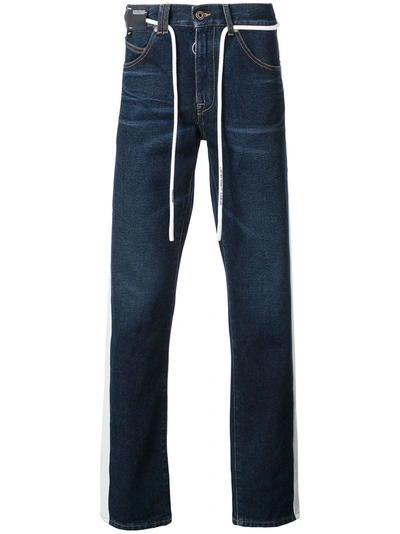 Shop Off-white Contrast Stripe Jeans - Blue