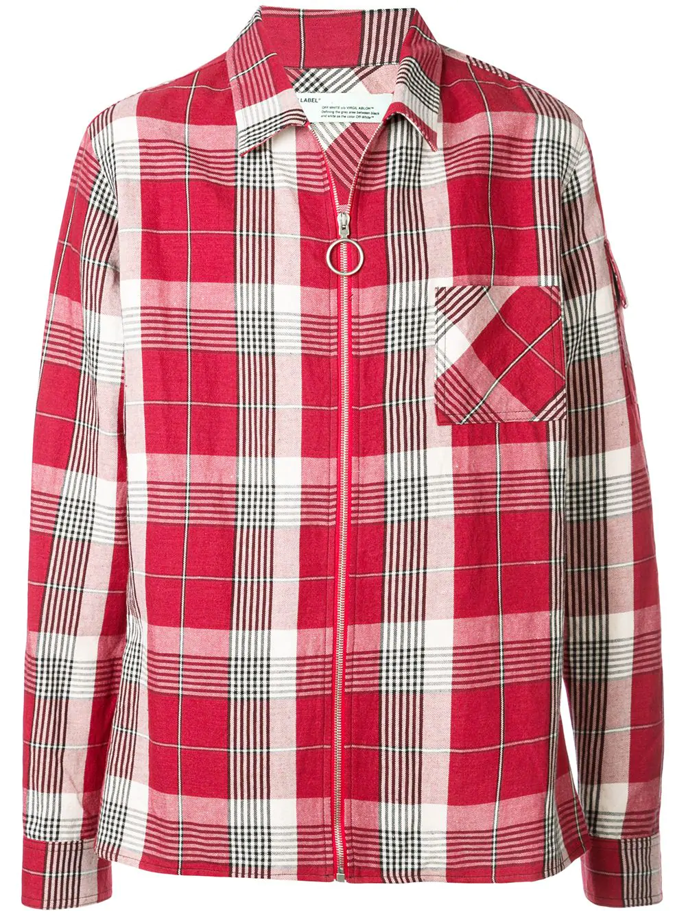 Off-White zip-detail checked shirt - Red