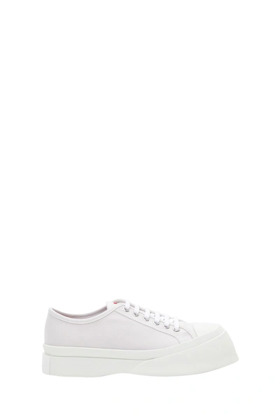 Shop Marni Canvas Sneaker With Thick Sole In Bianco