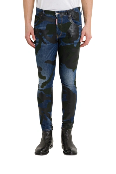 Shop Dsquared2 Camouflage Skater Jeans In Blu