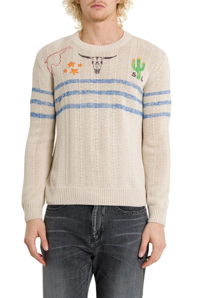 Shop Saint Laurent Arizona Knit Sweater In White