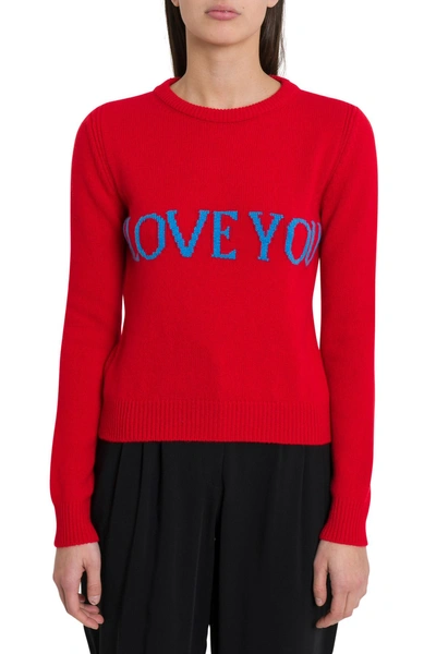 Shop Alberta Ferretti I Love You Sweater In Rosso