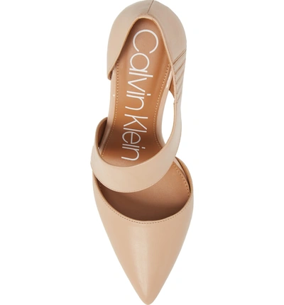 Shop Calvin Klein 'gella' Pointy Toe Pump In Desert Sand Leather