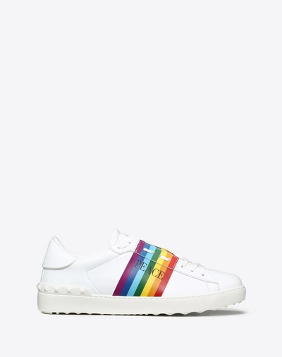 Shop Valentino Rainbow Color Open Sneaker In White
