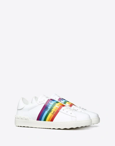 Shop Valentino Rainbow Color Open Sneaker In White
