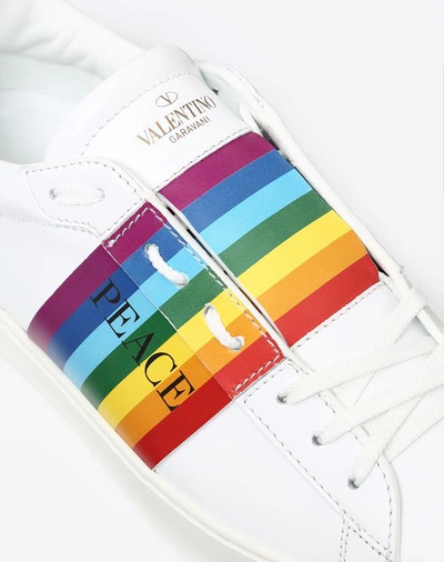 Shop Valentino Rainbow Color Open Sneaker In White