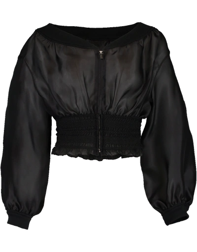 Shop Cushnie Off Shoulder Sheer Jacket In Black