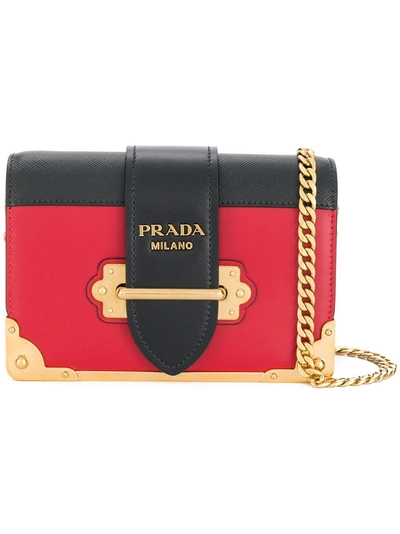 Shop Prada Cahier Leather Shoulder Bag - Red