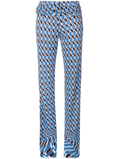 Shop Prada Printed Trousers - Blue