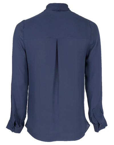Shop L Agence Front Knot Mariposa Blouse In Seablue