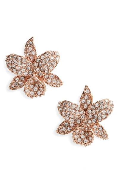 Shop Nina Small Orchid Swarovski Crystal Stud Earrings In Rose Gold