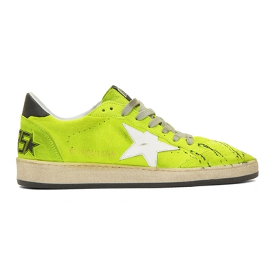 Shop Golden Goose Yellow Suede Paint Ball Star Sneakers In Lime Suede