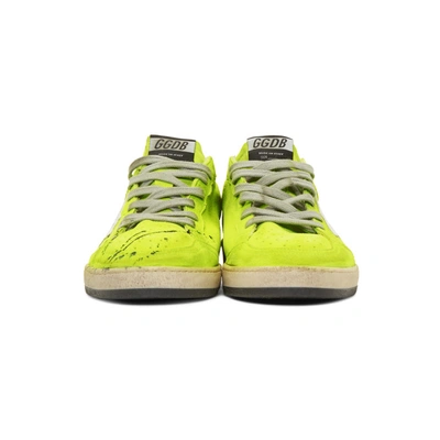 Shop Golden Goose Yellow Suede Paint Ball Star Sneakers In Lime Suede