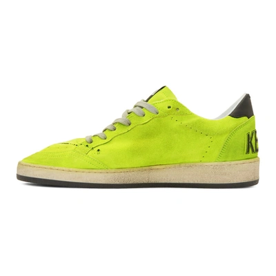 Shop Golden Goose Yellow Suede Paint Ball Star Sneakers In Lime Suede