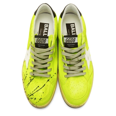 Shop Golden Goose Yellow Suede Paint Ball Star Sneakers In Lime Suede