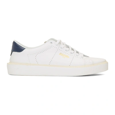 Shop Golden Goose White And Navy Tennis Sneakers In White Blue