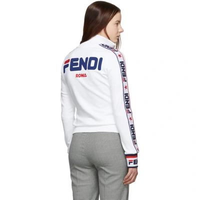 Shop Fendi White ' Mania' Track Jacket