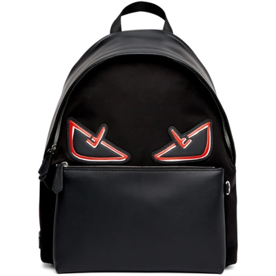 Shop Fendi Black & Red 'bag Bugs' Backpack