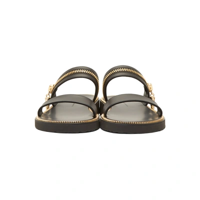 Shop Giuseppe Zanotti Black Gold Zip Sandals In Birel Nero