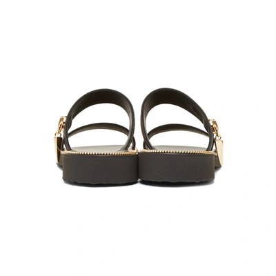 Shop Giuseppe Zanotti Black Gold Zip Sandals In Birel Nero