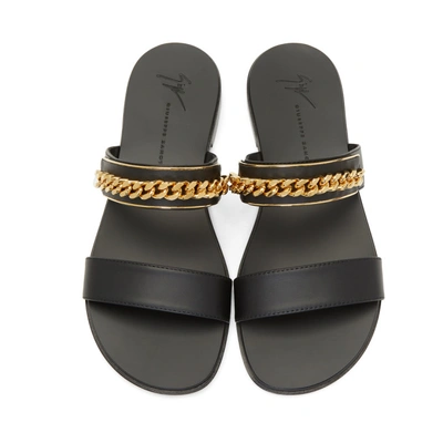 Shop Giuseppe Zanotti Black And Gold Chain Sandals In Birel Nero