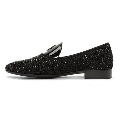Shop Giuseppe Zanotti Black Patent Pebbled Loafers