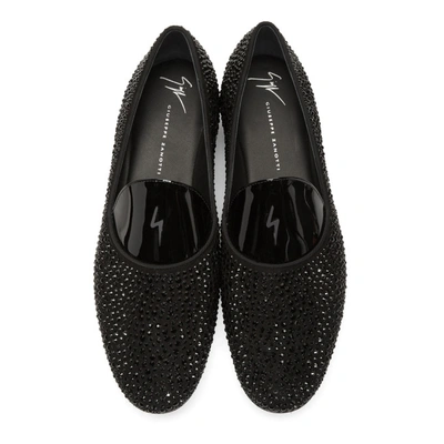 Shop Giuseppe Zanotti Black Patent Pebbled Loafers