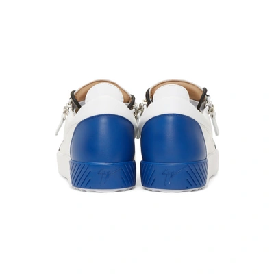 Shop Giuseppe Zanotti White And Blue Frankie Sneakers