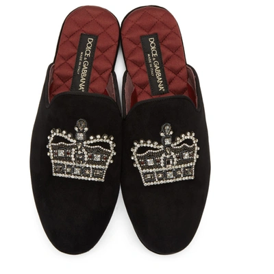 Shop Dolce & Gabbana Dolce And Gabbana Black Suede Crown Dg King Loafers