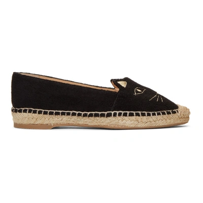 Shop Charlotte Olympia Ssense Exclusive Black Towelling Kitty Espadrilles