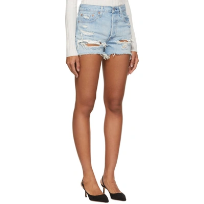 Shop Levi's Levis Blue Denim 501 High-rise Shorts In Fault Line