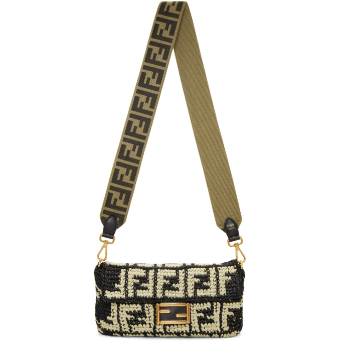 fendi baguette raffia shoulder bag