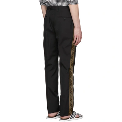 Shop Fendi Black Forever  Side Tape Trousers In F0qa1 Black