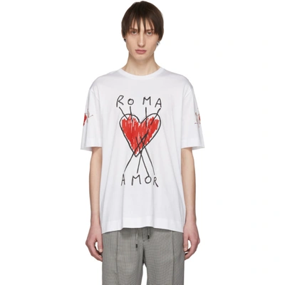 Shop Fendi White Roma Amor Heart T-shirt In F0qa0 White