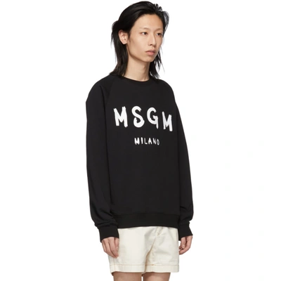 Shop Msgm Black Artist Logo Sweatshirt In 99 Black