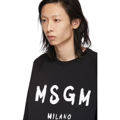 Shop Msgm Black Artist Logo Sweatshirt In 99 Black