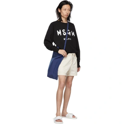 Shop Msgm Black Artist Logo Sweatshirt In 99 Black